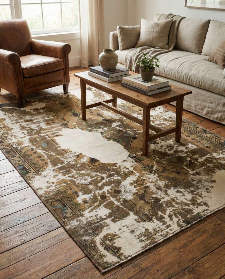 4' 9 x 7' Hand Knotted Ultra Vintage Persian Wool Rug