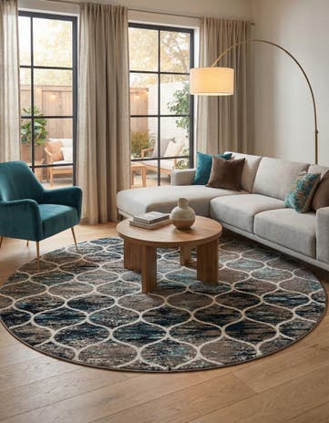 10' x 10' Lattice Frieze Round Rug