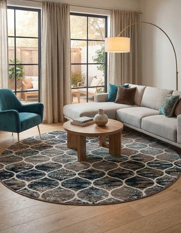 10' x 10' Lattice Frieze Round Rug