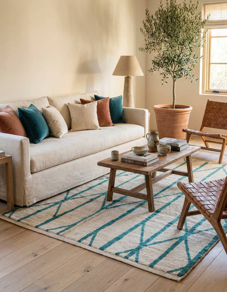 Detail image of  5' 7 x 7' 9  Hand Knotted Moroccan Wool Rug