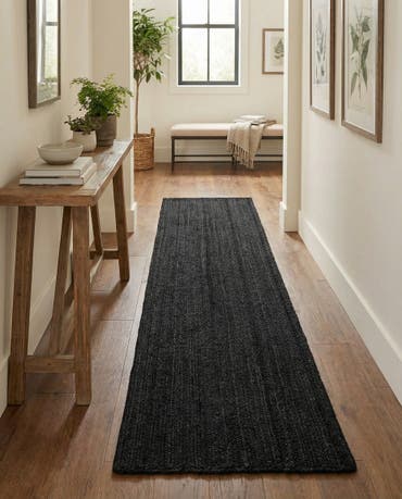  2' 7 x 13' 11  Hand Braided Jute Runner Rug