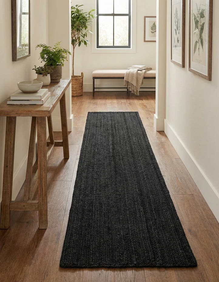 2' 7 x 13' 11 Handmade Braided Jute Runner Rug