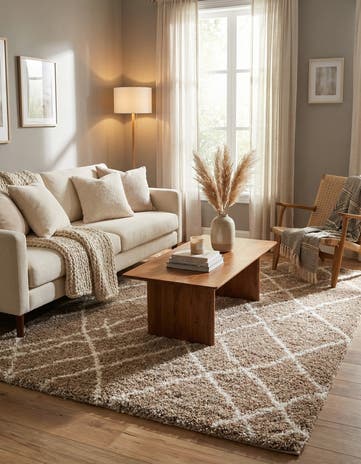 Khaki Soft Touch Shag Square Rug