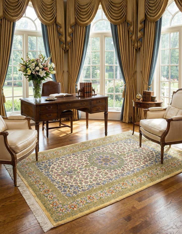 Detail image of 2' 8 x 4' 2 Ghom Silk Rug