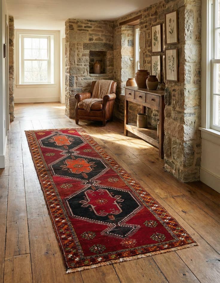 Detail image of 3' 10 x 12' 9 Hand Knotted Anatolian Wool Runner Rug