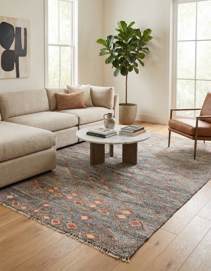 Detail image of 6' 6 x 9' 5  Hand Woven Kilim Modern Wool Rug