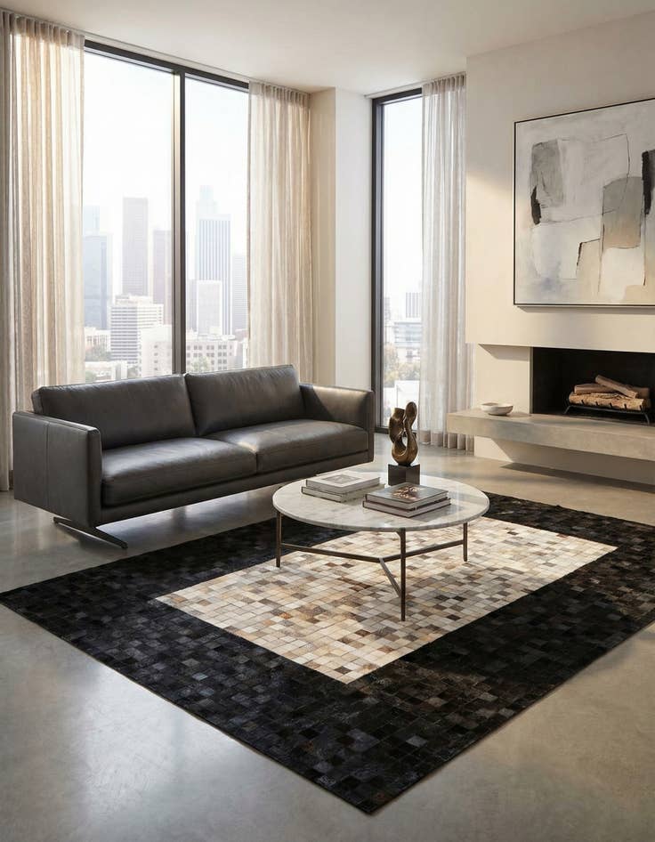 Detail image of 5' 1 x 7' 11 Cowhide - Patchwork Rug