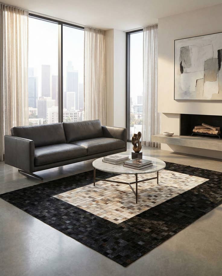 Detail image of 5' 1 x 7' 11 Cowhide - Patchwork Rug
