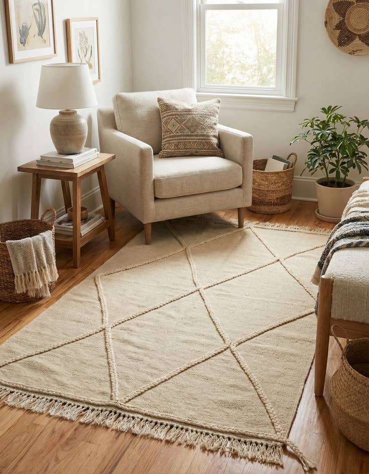 Detail image of 3' 6 x 5' 1  Hand Knotted Moroccan Wool Rug