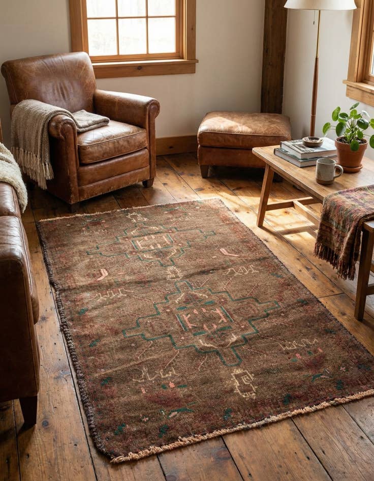 Detail image of 2' 8 x 4' 3  Hand Knotted Ultra Vintage Persian Wool Rug