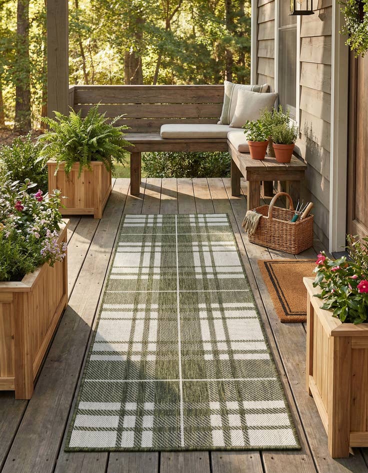 Detail image of 2' x 5' 3 Easy-Clean Checkered Indoor / Outdoor Runner Rug
