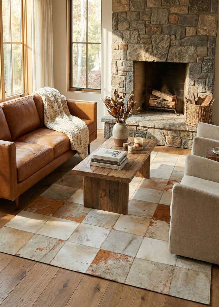 5' x 7' 10 Cowhide Leather Rug