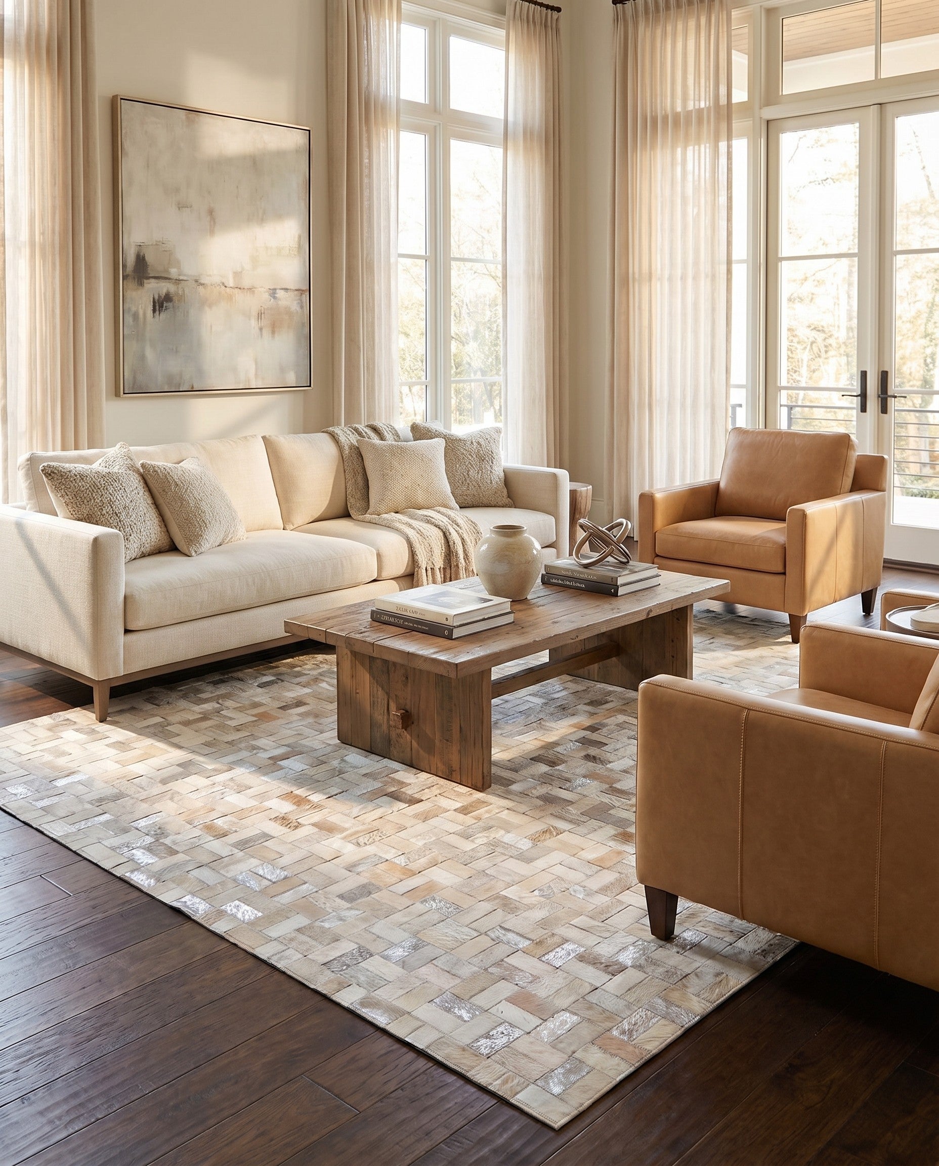 5' x 7' 10 Cowhide Leather Rug