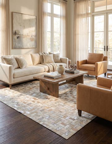5' x 7' 10 Cowhide Leather Rug