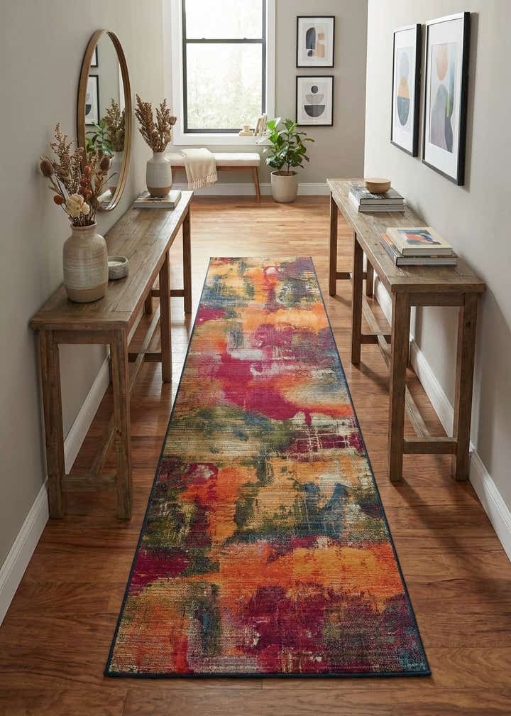 2' 7 x 11' Easy-Clean Modern Indoor / Outdoor Runner Rug
