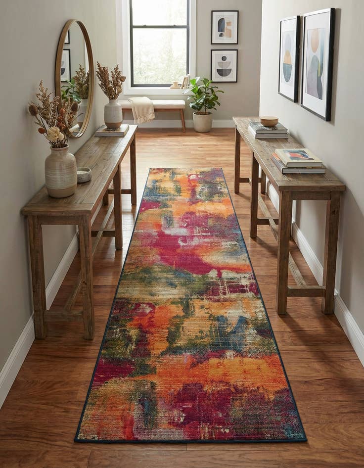 Detail image of 2' 7 x 11'  Washable Modern Indoor / Outdoor Runner Rug