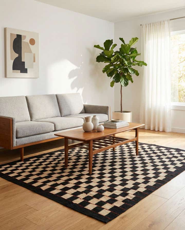 4' 9 x 6' 4 Hand Woven Kilim Modern Wool Rug