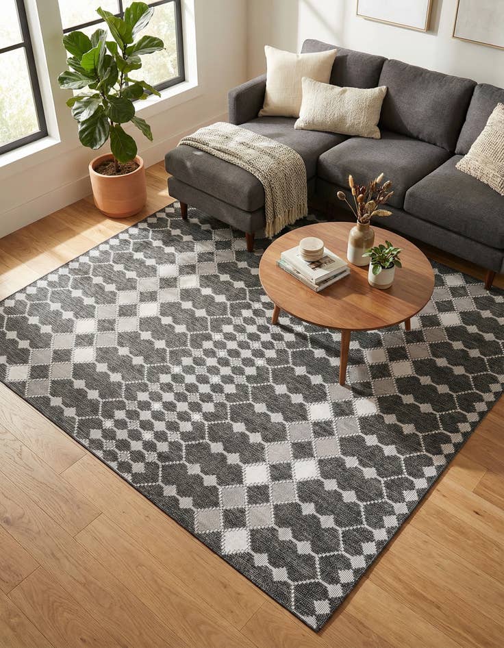 Detail image of 10' x 10'  Washable Trellis Indoor / Outdoor Square Rug