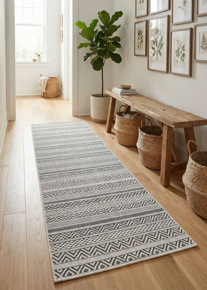 2' x 6' Easy-Clean Striped Indoor / Outdoor Runner Rug