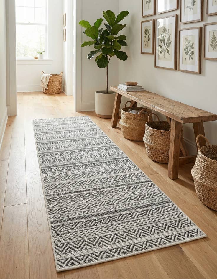 Detail image of 2' x 6'  Washable Striped Indoor / Outdoor Runner Rug