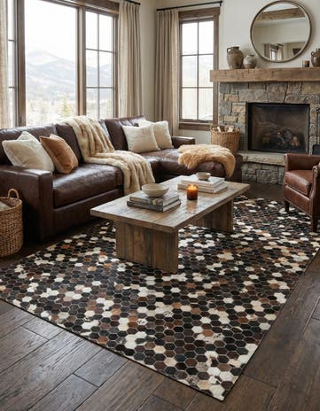 5' x 7' 10 Cowhide Leather Rug