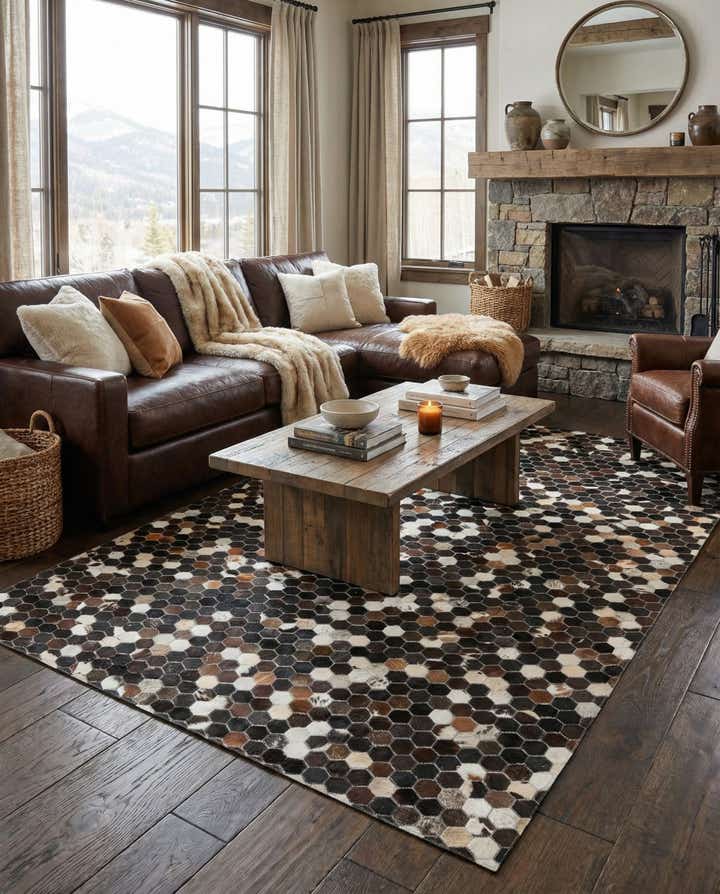 5' x 7' 10 Cowhide Leather Rug