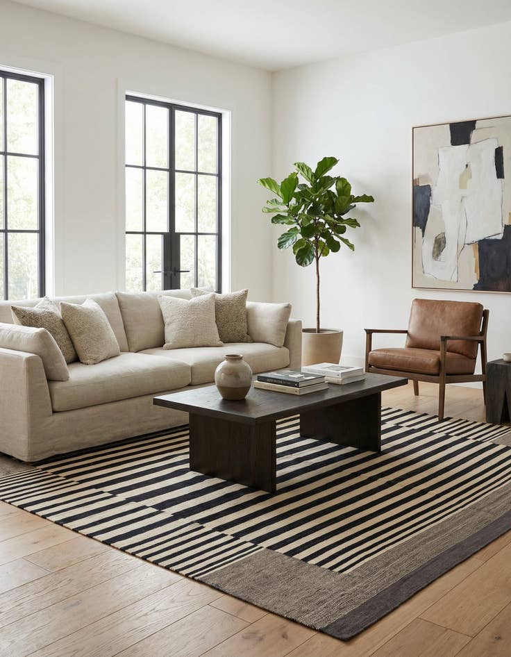 Detail image of 8' 6 x 9' 3  Hand Woven Kilim Modern Wool Rug