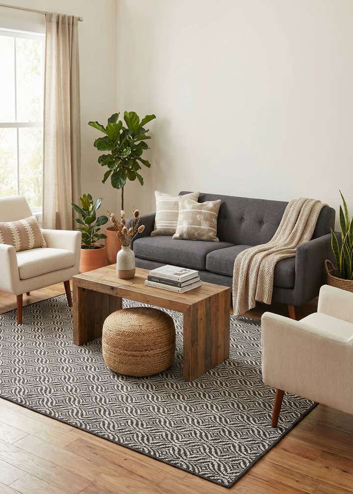 5' 3 x 7' Easy-Clean Trellis Indoor / Outdoor Rug