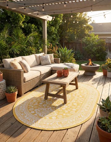 5' 3 x 8' Easy-Clean Aztec Indoor / Outdoor Oval Rug