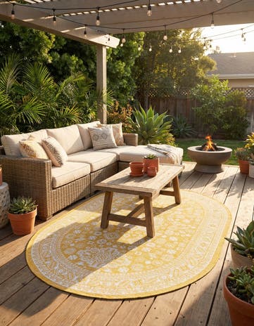 5' 3 x 8' Easy-Clean Aztec Indoor / Outdoor Oval Rug