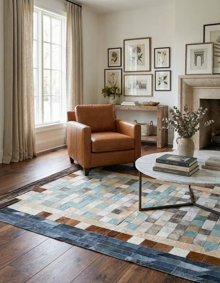 Detail image of  5' x 7' 10 Cowhide Leather Rug