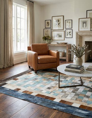 5' x 7' 10 Cowhide Leather Rug