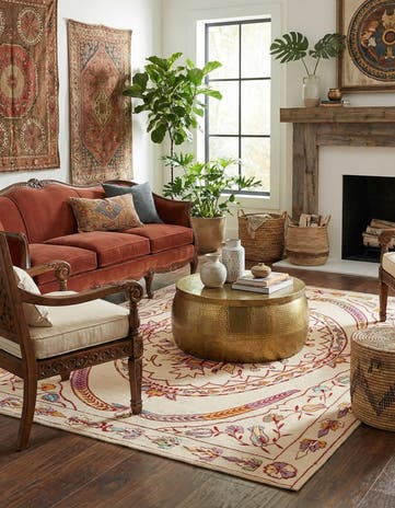 6' x 8' Hand Woven Kilim Suzani Wool Rug