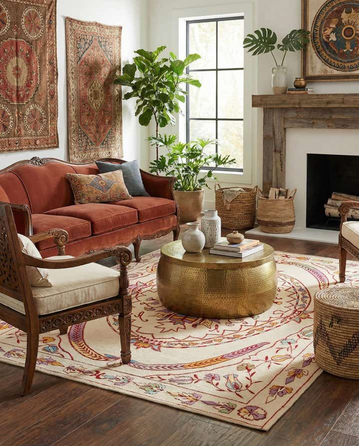 6' x 8' Hand Woven Kilim Suzani Wool Rug