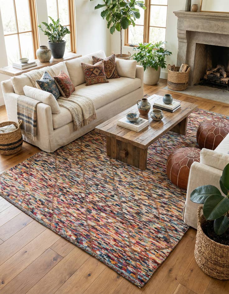 Detail image of 6' x 9' 2 Hand Knotted Moroccan Wool Rug