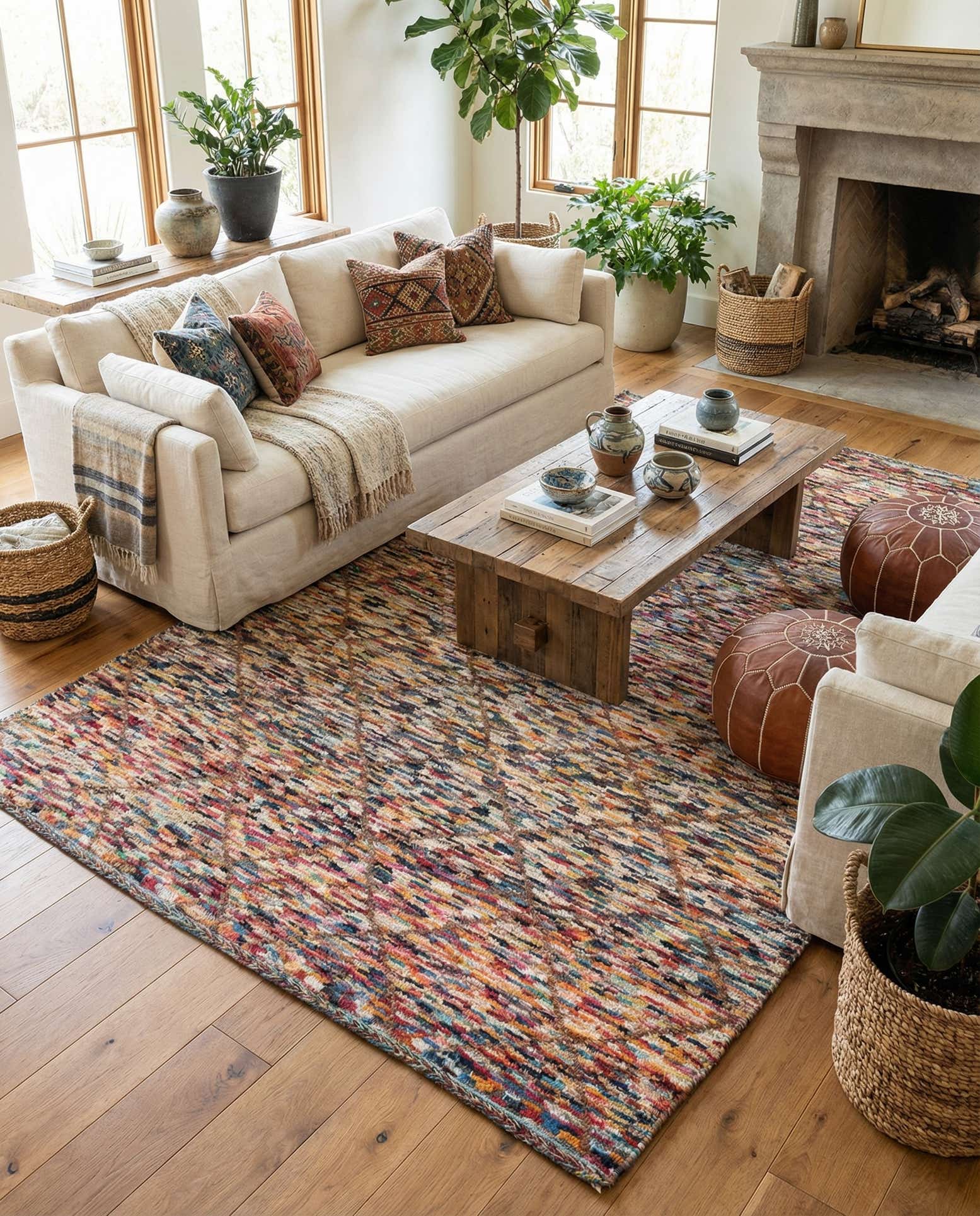 6' x 9' 2 Hand Knotted Moroccan Wool Rug
