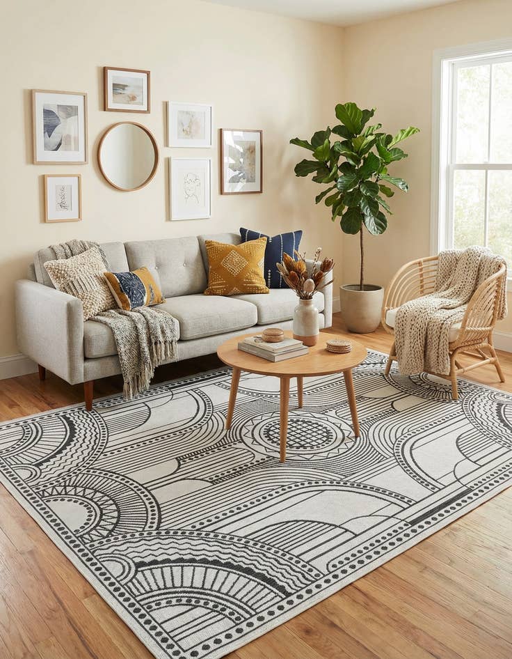 Detail image of  6' x 9'  Washable Traditional Indoor / Outdoor Rug