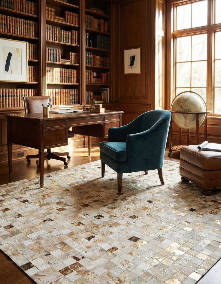 Detail image of 8' 1 x 9' 8 Cowhide Stocks Rug