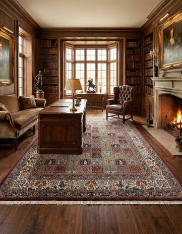 7' x 9' 10 Hand Knotted Birjend Persian Wool Rug