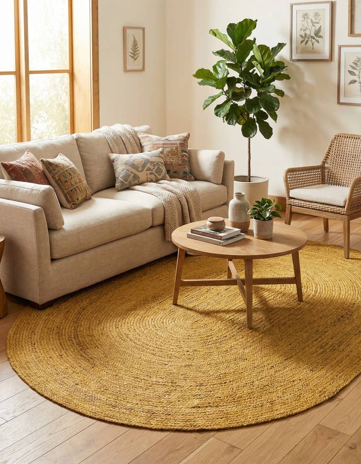 Detail image of  8' x 10'  Hand Braided Jute Oval Rug