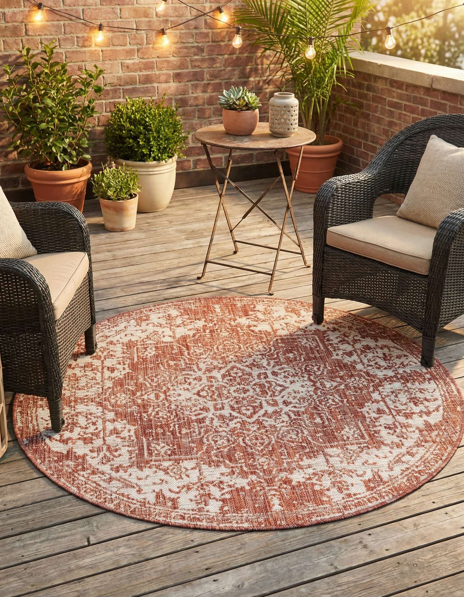4' x 4' Easy-Clean Jill Zarin Dubai Indoor / Outdoor Round Rug