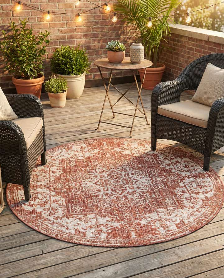 4' x 4' Easy-Clean Jill Zarin Dubai Indoor / Outdoor Round Rug