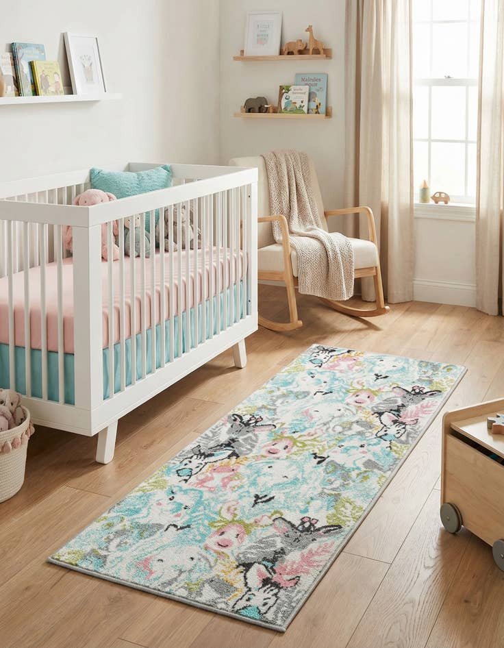 Detail image of 2' 2 x 5' Animals Whimsy Kids Runner Rug