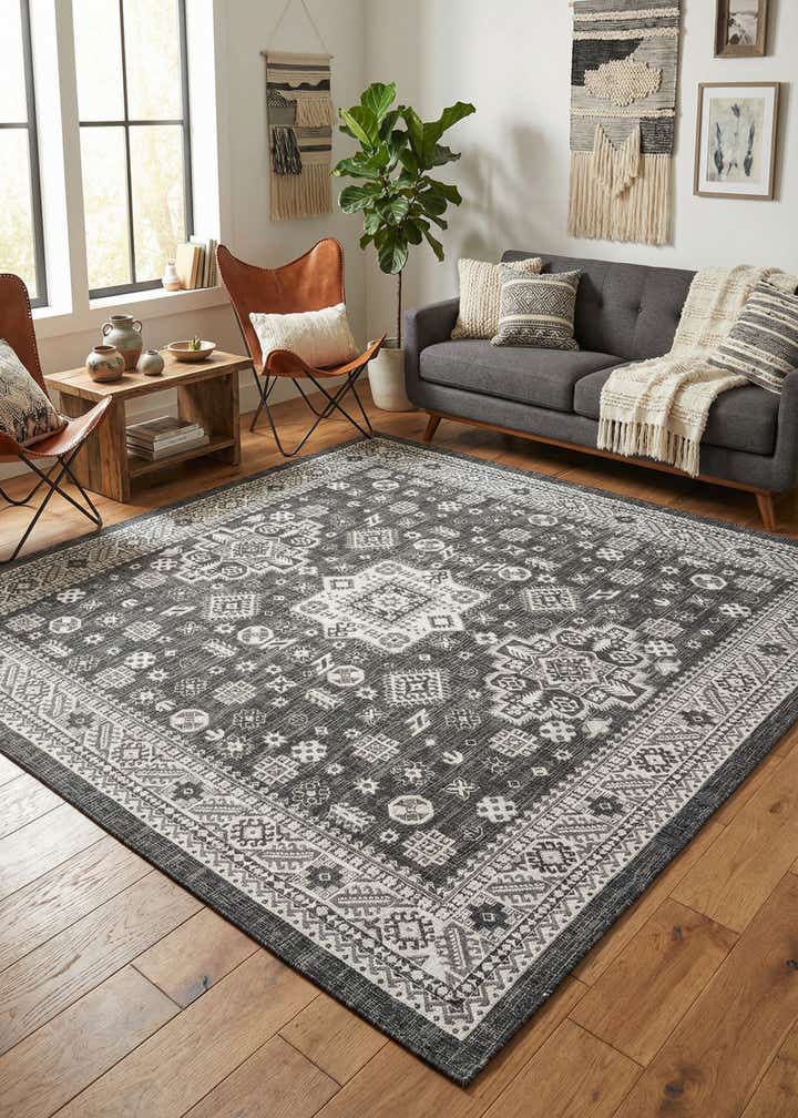 10' x 10' Easy-Clean Aztec Indoor / Outdoor Square Rug