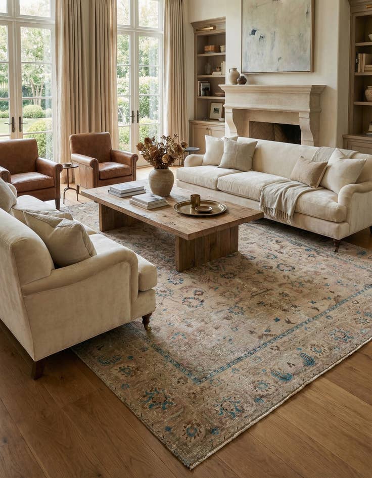 Detail image of 9' 1 x 12' 3  Hand Knotted Ultra Vintage Persian Wool Rug