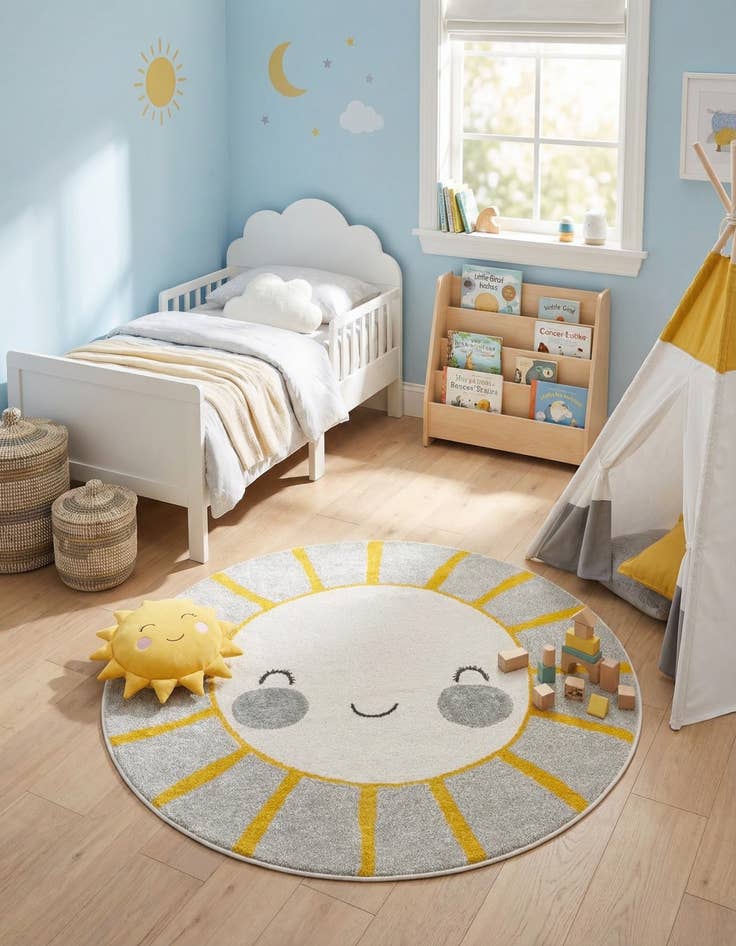 Detail image of 5' 3 x 5' 3 Sun Whimsy Kids Round Rug