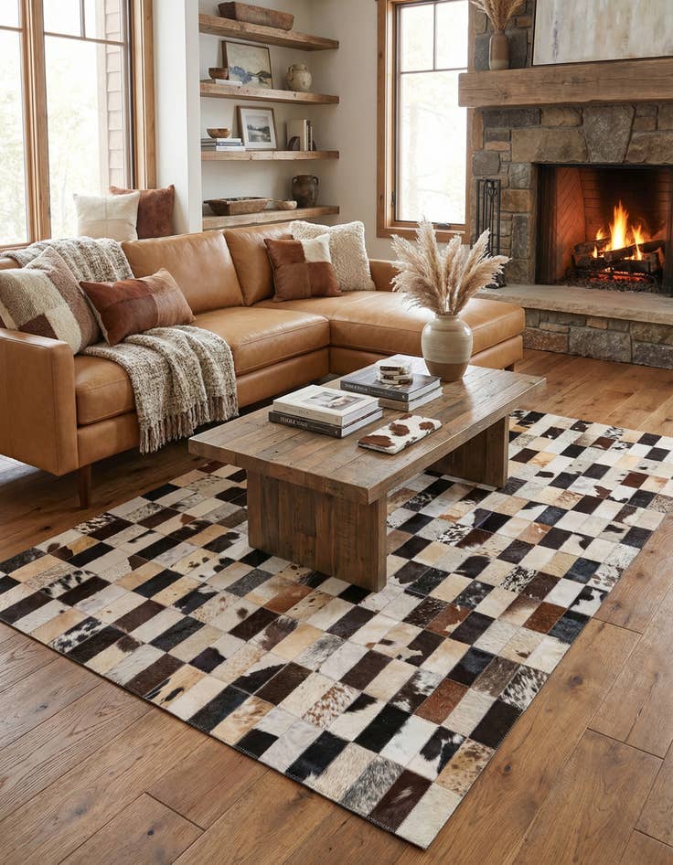 Detail image of  5' 2 x 7' 6 Cowhide Rug