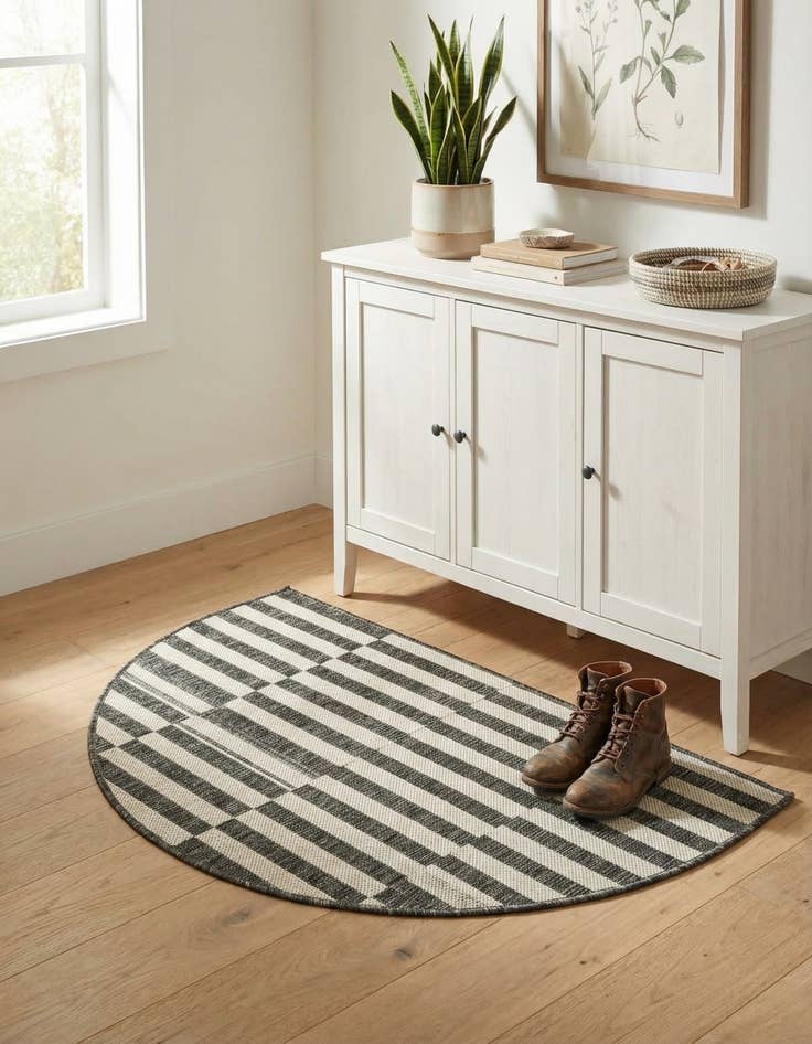 Detail image of 2' 2 x 3' 7  Washable Striped Indoor / Outdoor Hearth Rug