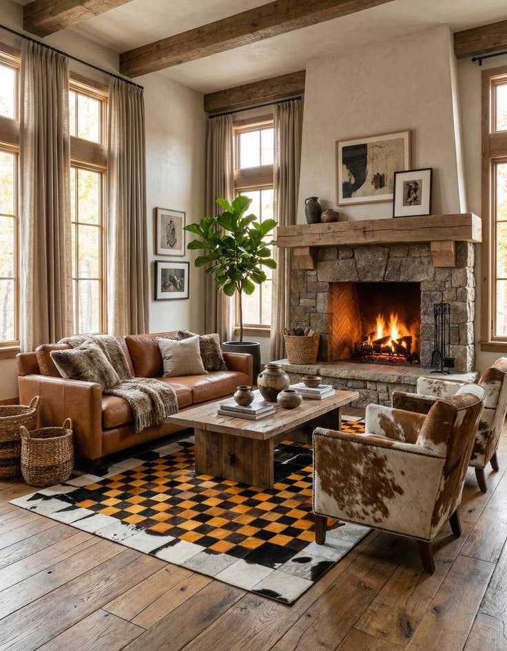 Detail image of 5' x 8' Cowhide Stocks Rug