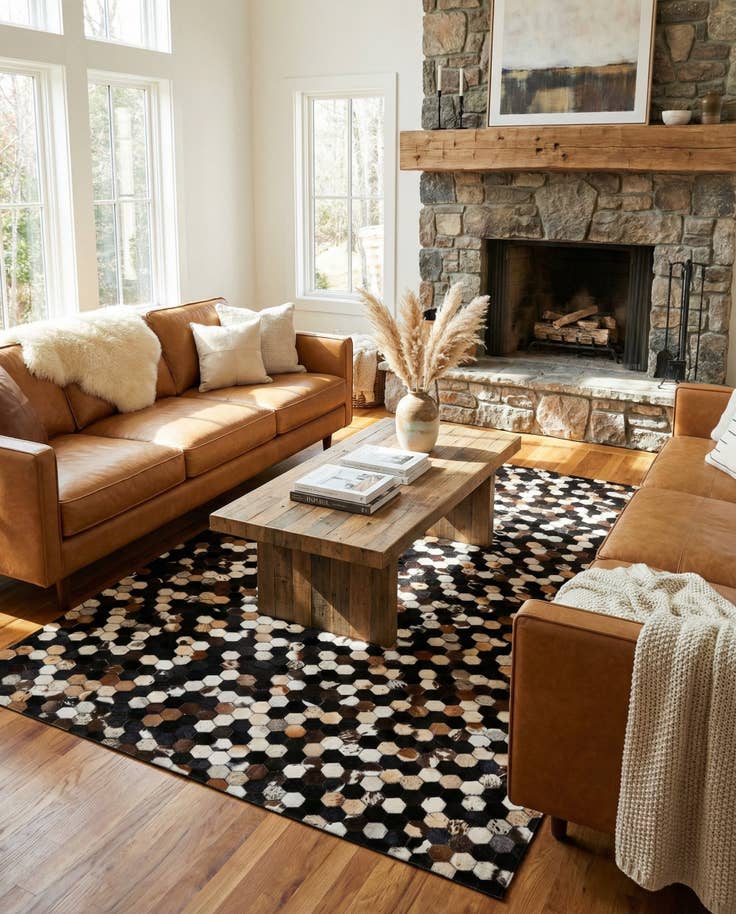 Detail image of 5' 1 x 7' 11 Cowhide - Patchwork Rug